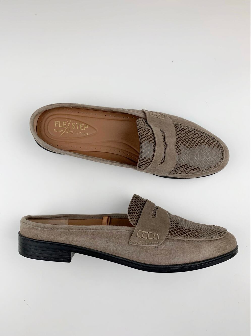 Flexstep GH Bass Nicole Mules Loafers Slip On Taupe Suede Shoes Women's 7.5